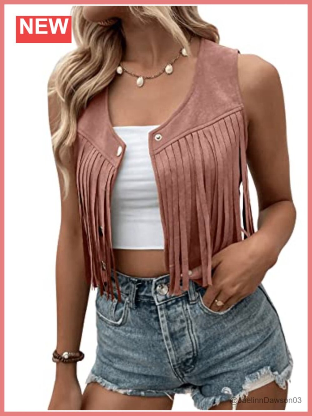 Suede Fringe Sleeveless Crop Vest Jacket Cowgirl Western Outfit